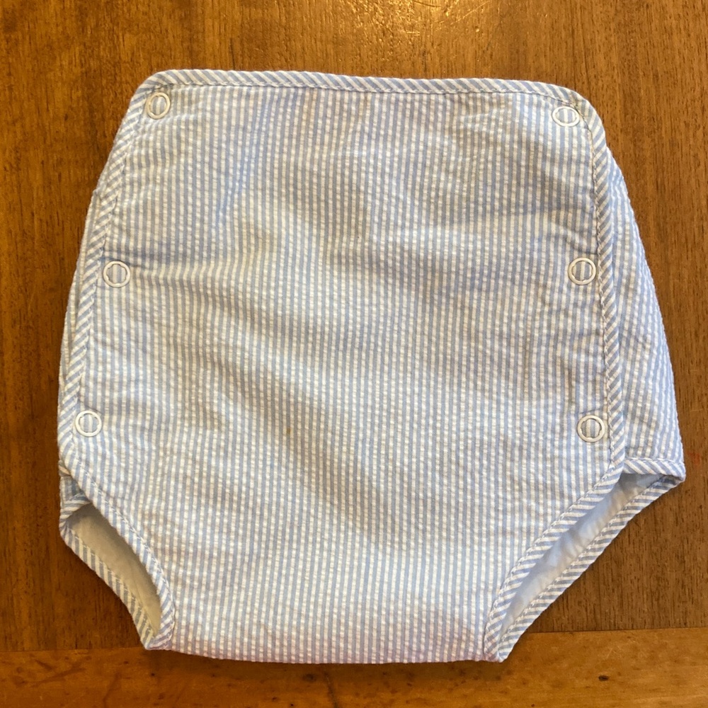 Vintage 60s Two Piece Baby Sailor Suit Blue and White Seahorse 3-6mo - Picture 4 of 11